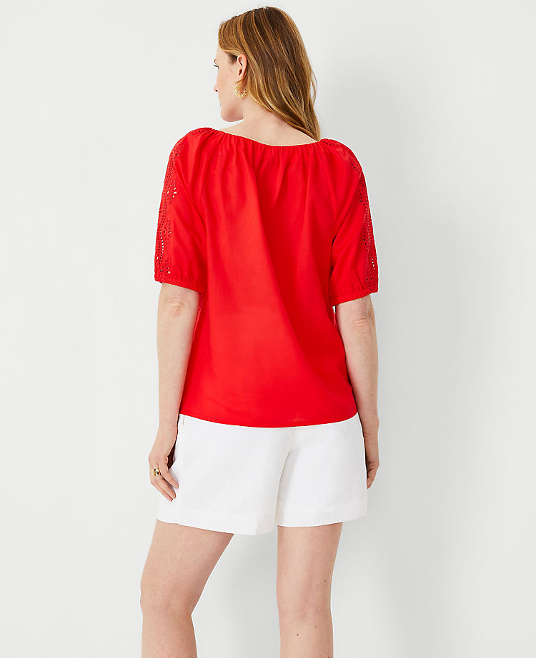 Eyelet Raglan Sleeve Top