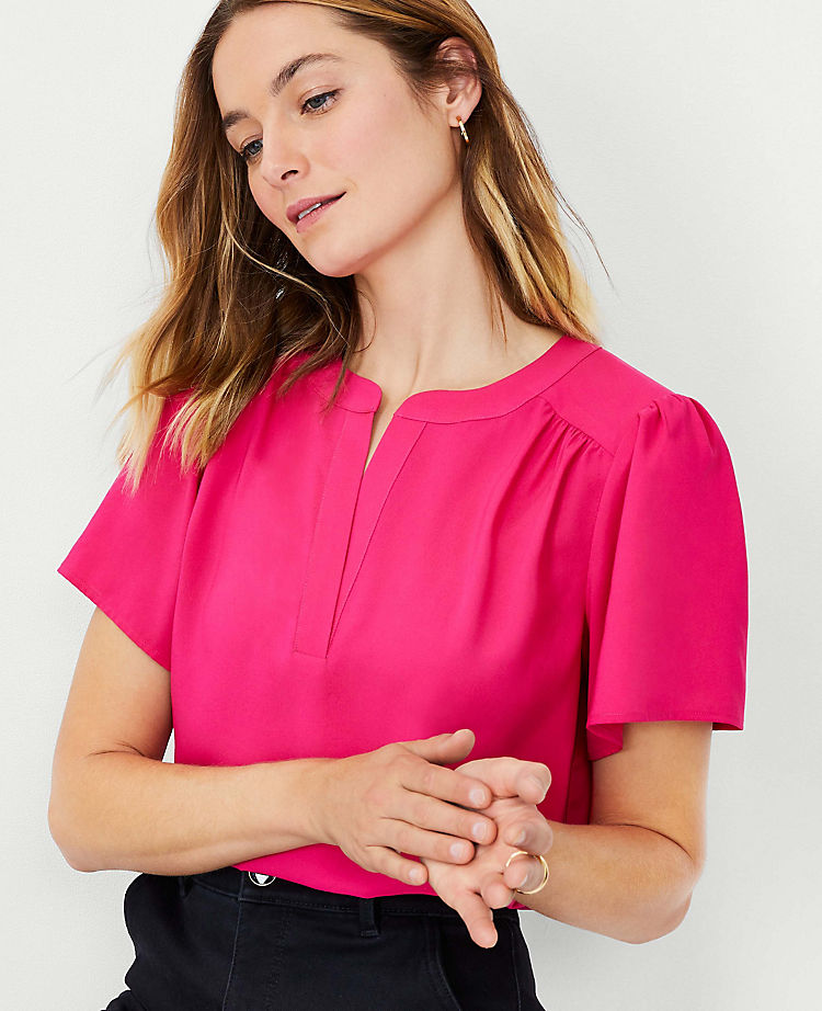 Ann Taylor Outlet |  Flutter Sleeve Popover