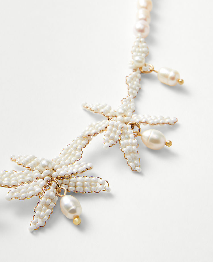 Pearlized Floral Statement Necklace