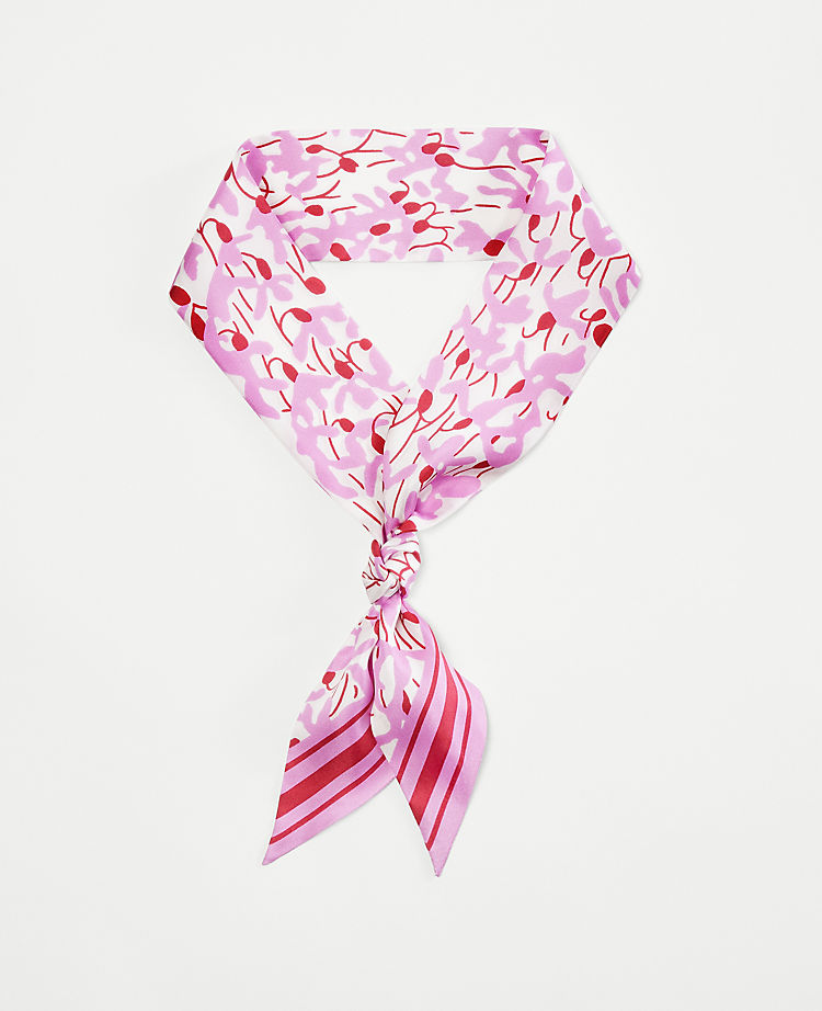 Floral Silk Skinny Scarf