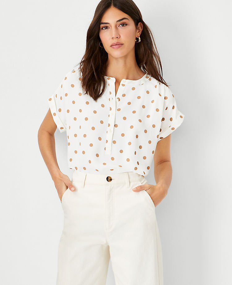 Ann Taylor Outlet |  Polka Dot Drop Shoulder Popover