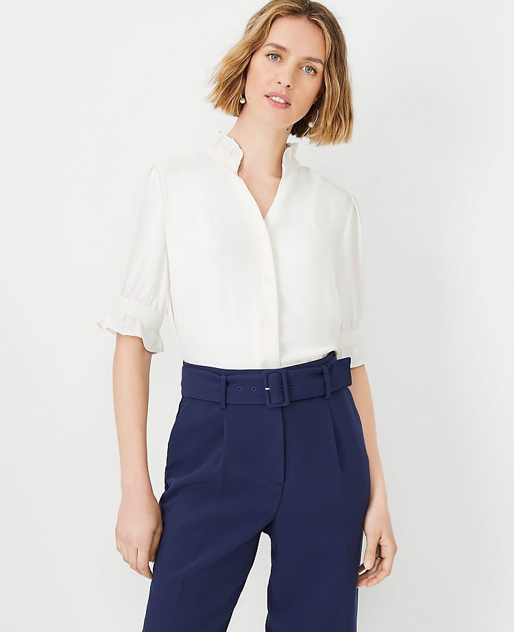 Ann Taylor Outlet |  Ruffle Button Top