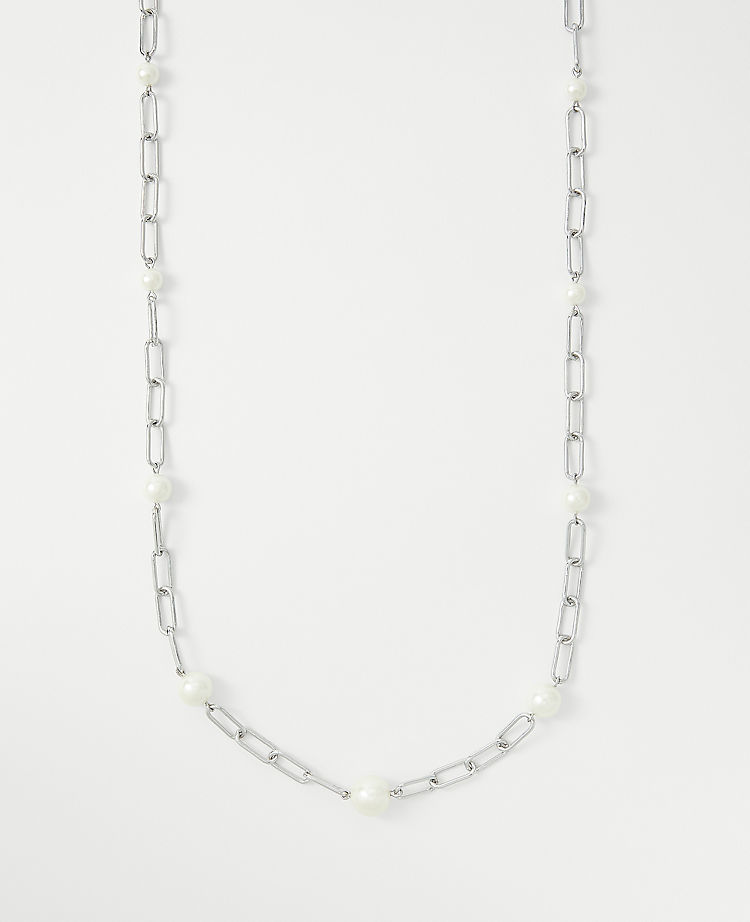Pearlized Link Station Necklace