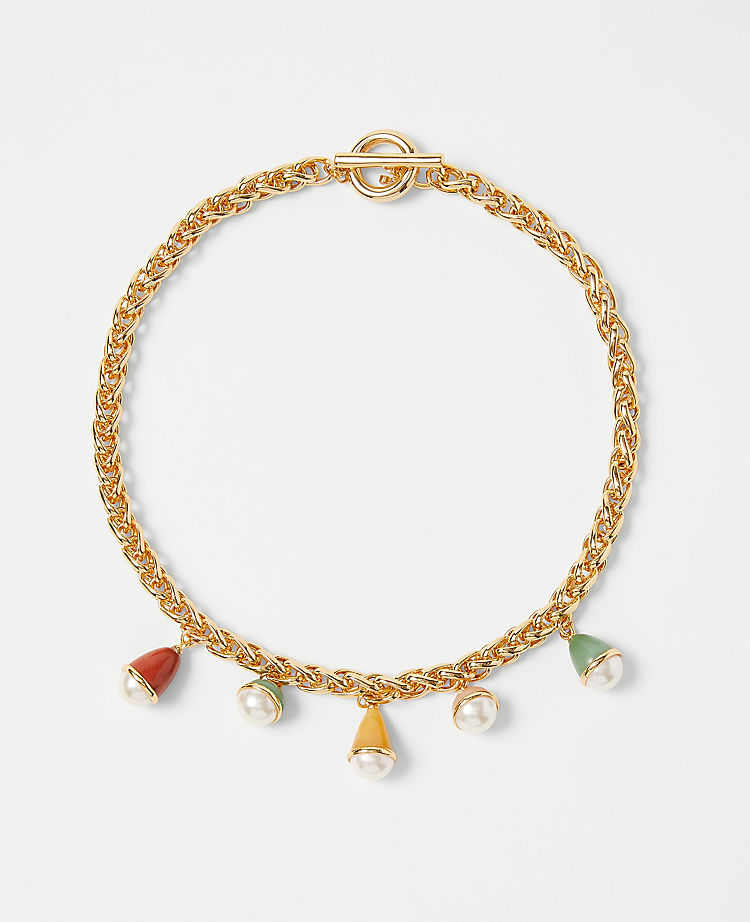 Pearlized Enamel Statement Necklace