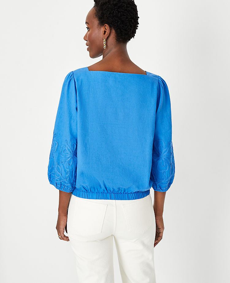 Linen Blend Boatneck Blouse