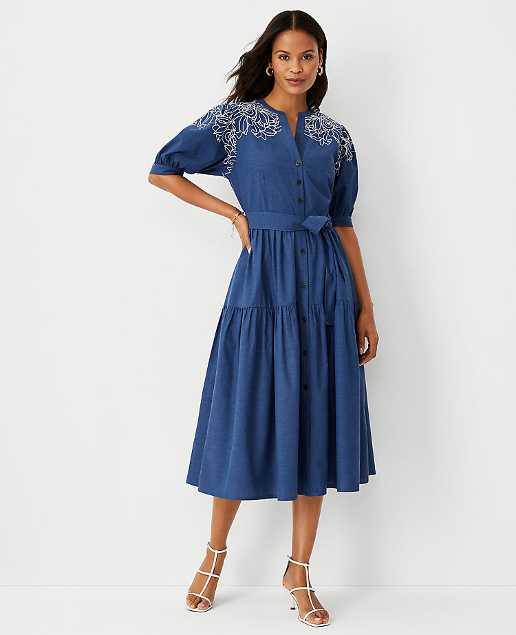 Chambray Eyelet Shirtdress