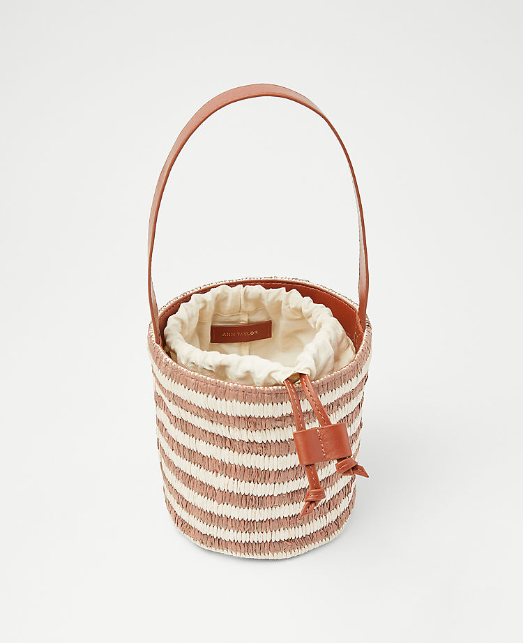 Striped Raffia Bucket bag
