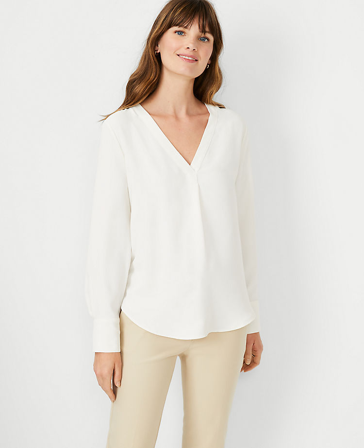 Ann Taylor Outlet |  Mixed Media Pleat Front Top