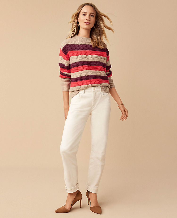 Ann Taylor Outlet |  Sculpting Pocket Mid Rise Tapered Jeans in Ivory