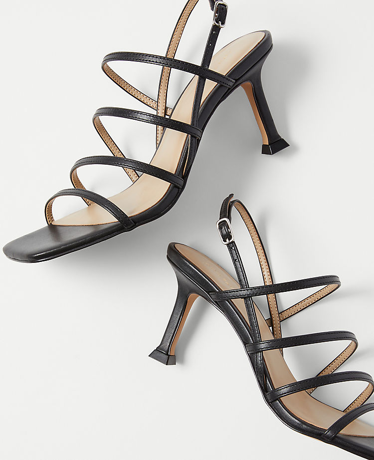 Strappy Leather Heeled Slingback Sandals