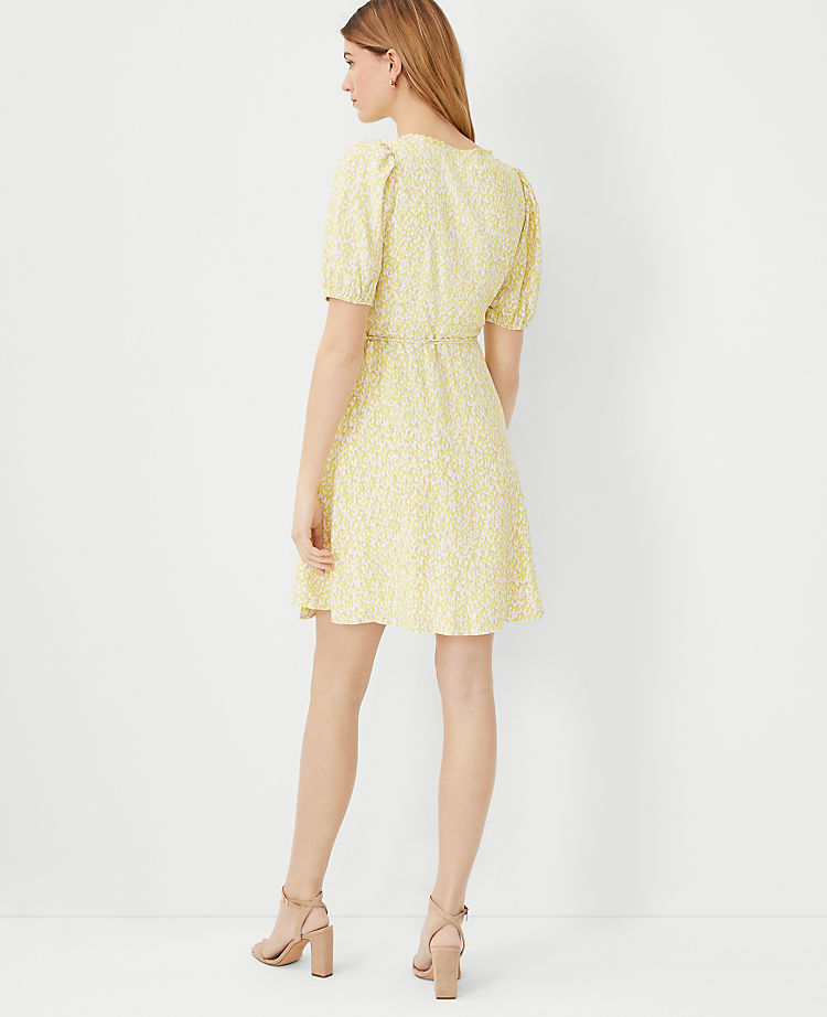 Floral Puff Sleeve Wrap Dress