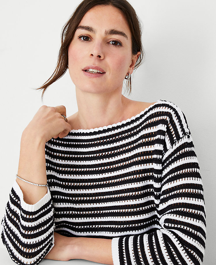 Ann Taylor Outlet |  Crochet Stitch Boatneck Sweater