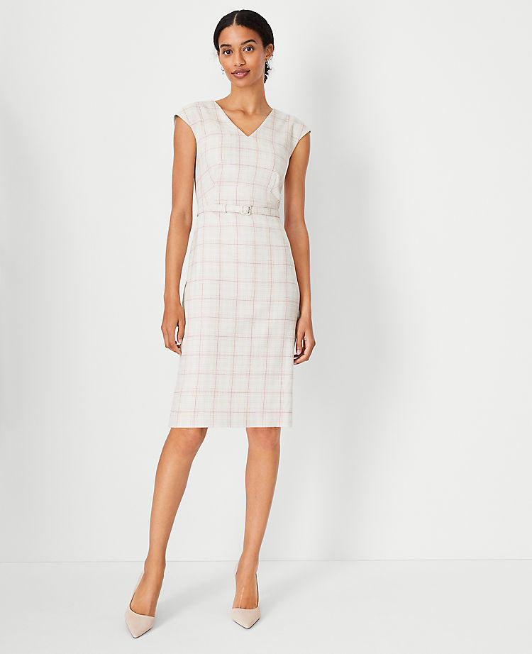 Ann Taylor Outlet |  The Belted V-Neck Sheath Dress in Plaid
