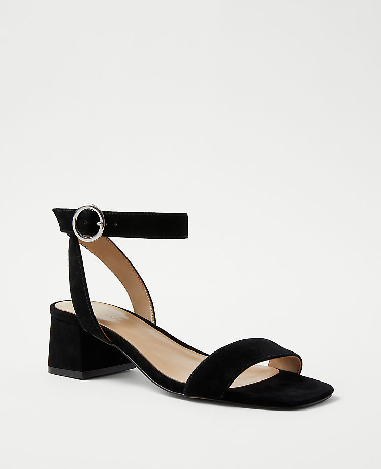 Suede Mid Block Heel Sandals