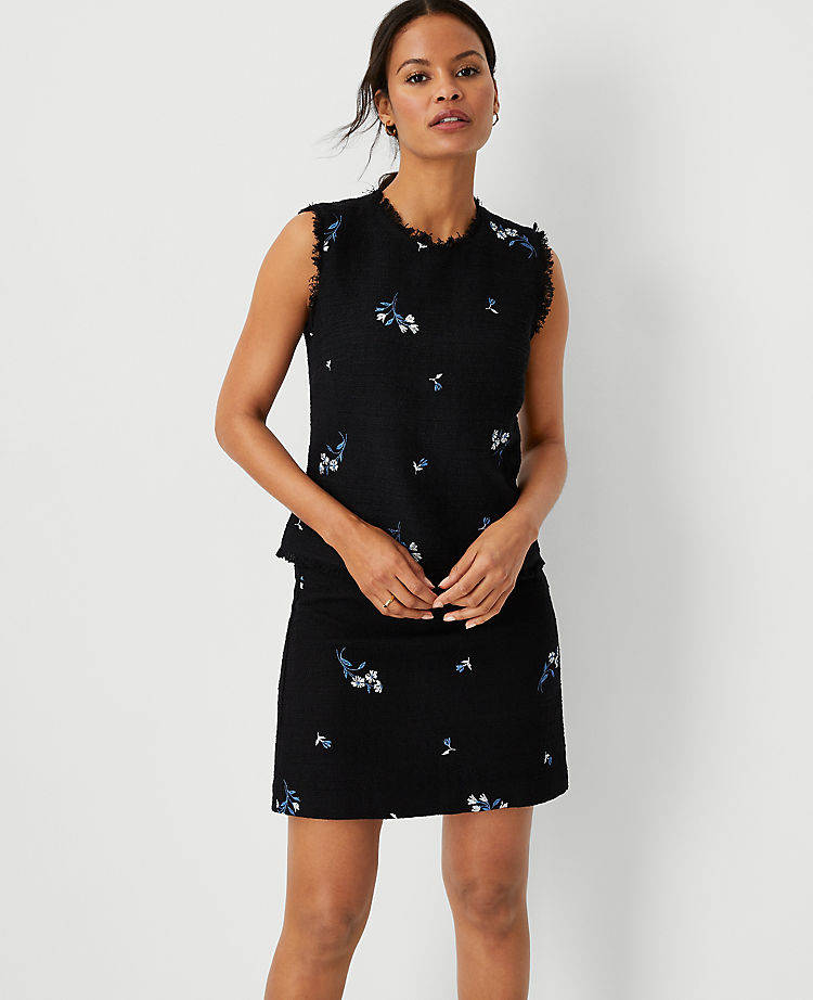 Ann Taylor Outlet |  Embroidered Floral Tweed Shell