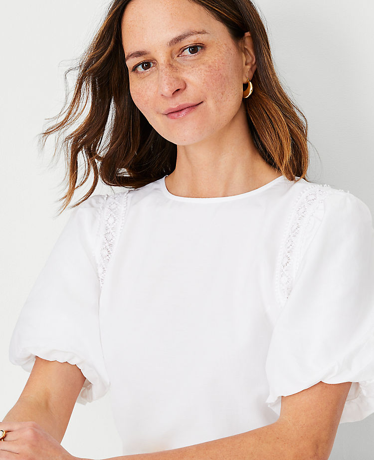 Lace Trim Mixed Media Top