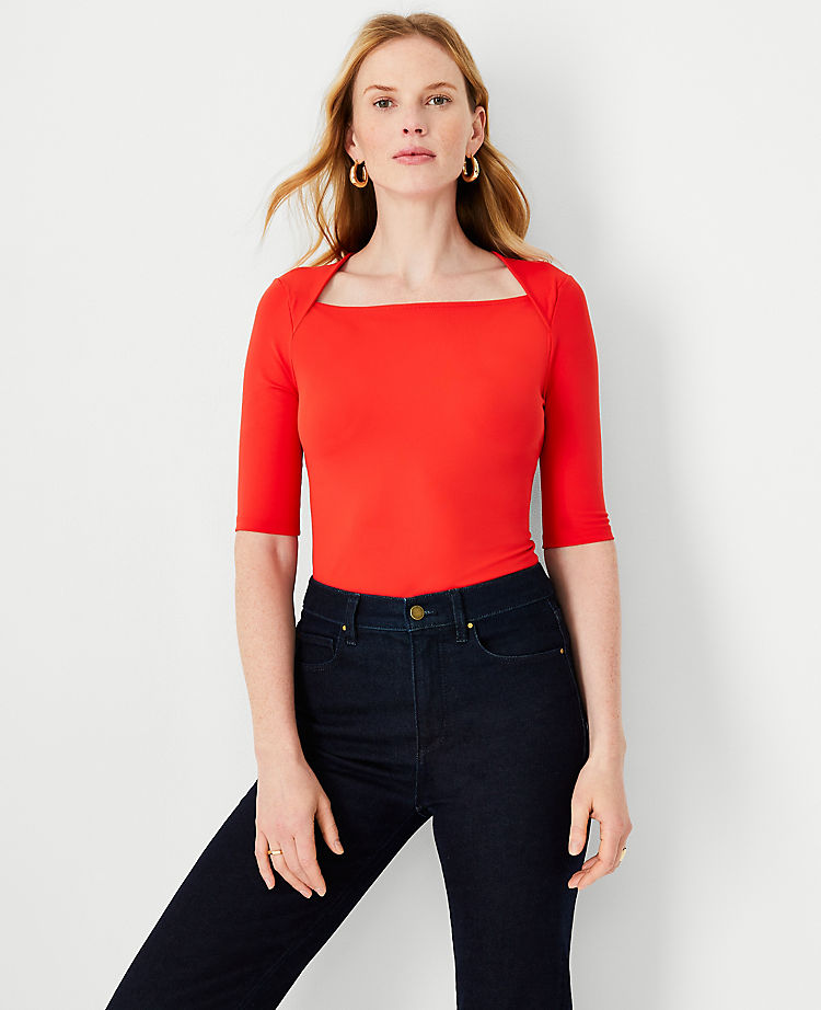 Ann Taylor Outlet |  Refined Stretch Envelope Neck Top