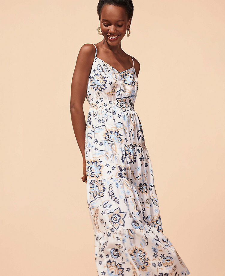 Ann Taylor Outlet |  Floral Strappy Tiered Flare Dress
