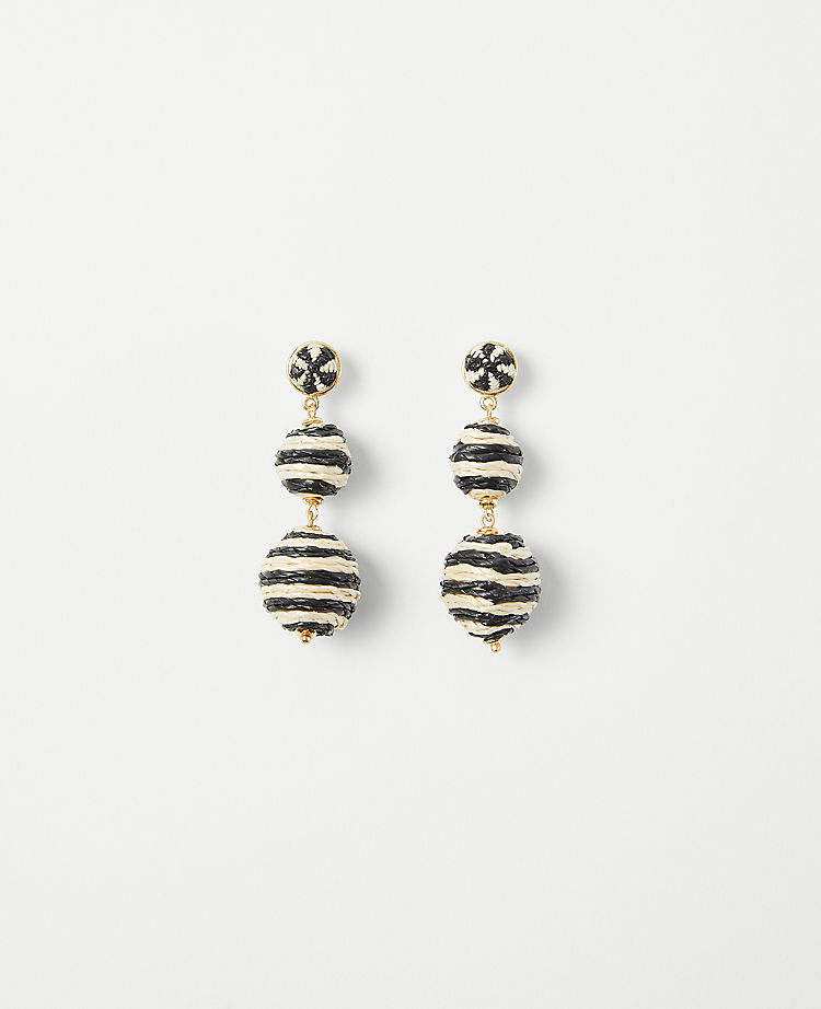 Striped Straw Ball Drop EarRings