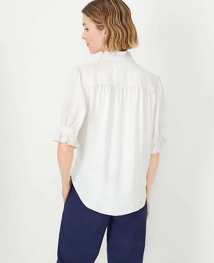 Ann Taylor Outlet |  Ruffle Button Top