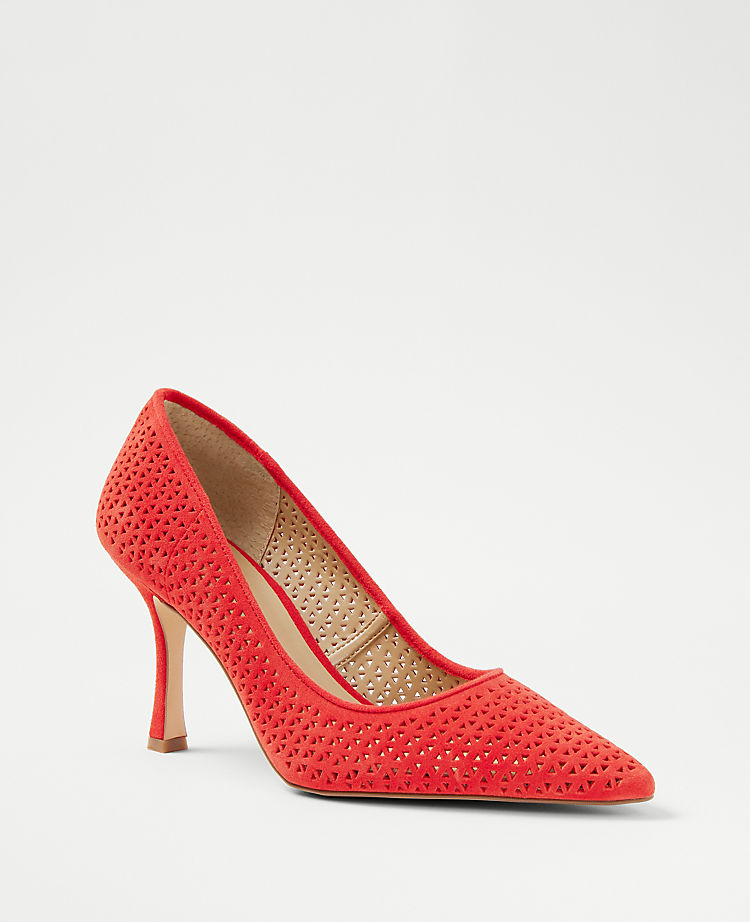Mila Perforated Suede Pumps