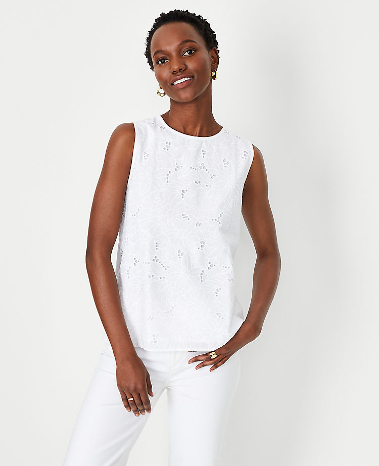 Floral Cutout Lace Mixed Media Shell