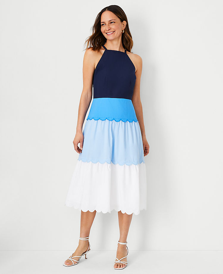 Ann Taylor Colorblock Halter Flare Dress