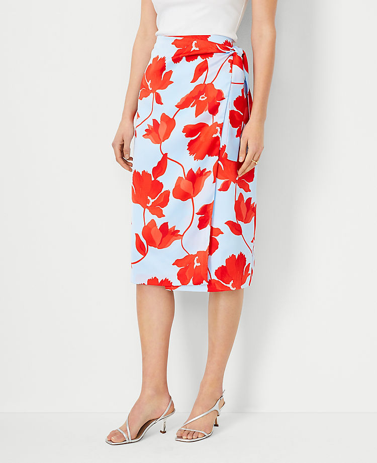 Floral Sarong Pencil Skirt