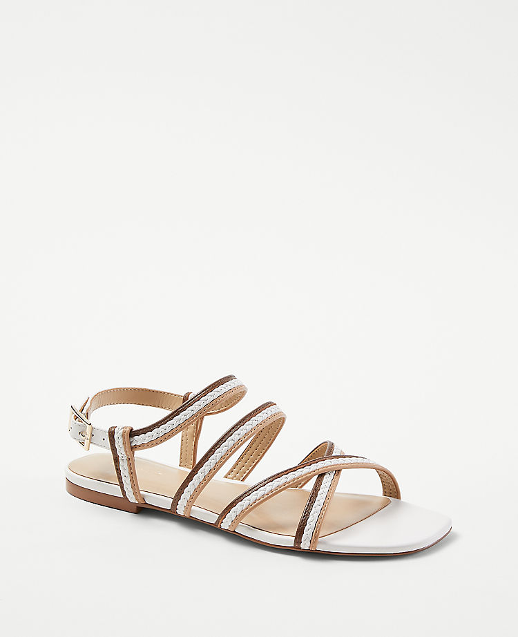 Braided Strappy Flat Leather Sandals