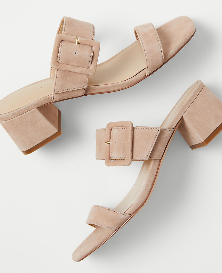 Suede Two Strap Buckle Sandals