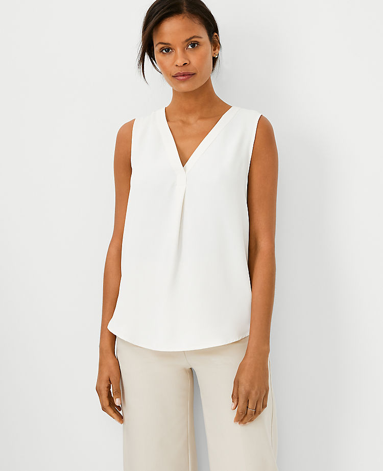 Ann Taylor Outlet |  Mixed Media Pleat Front Top