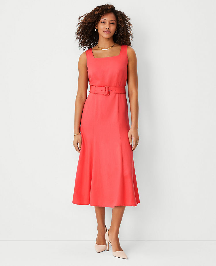 Ann Taylor Belted Flare Dress