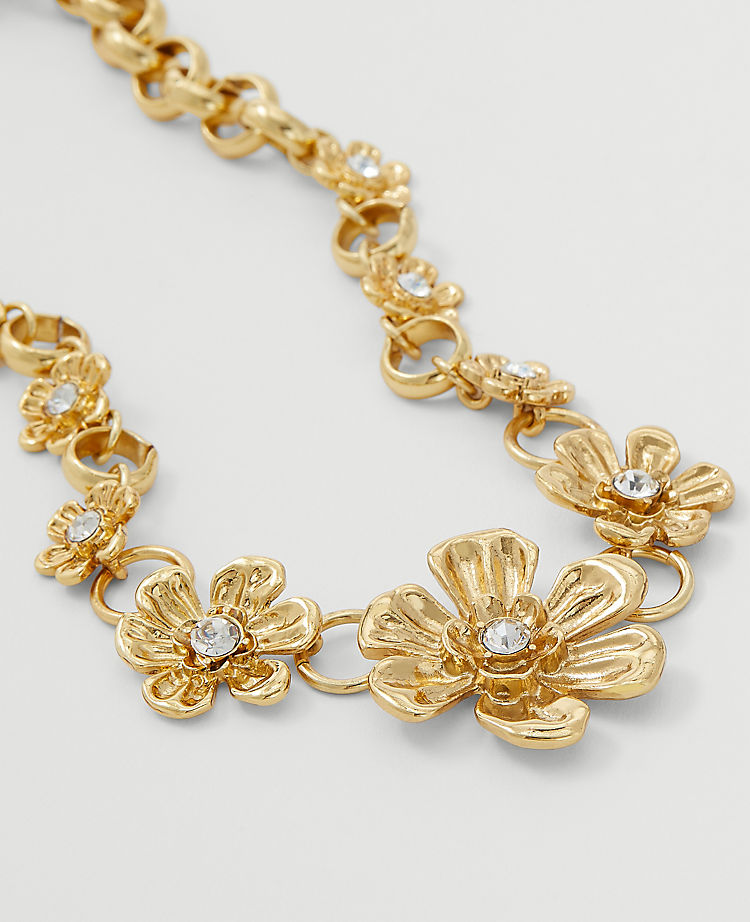 Crystal Flower Statement Necklace