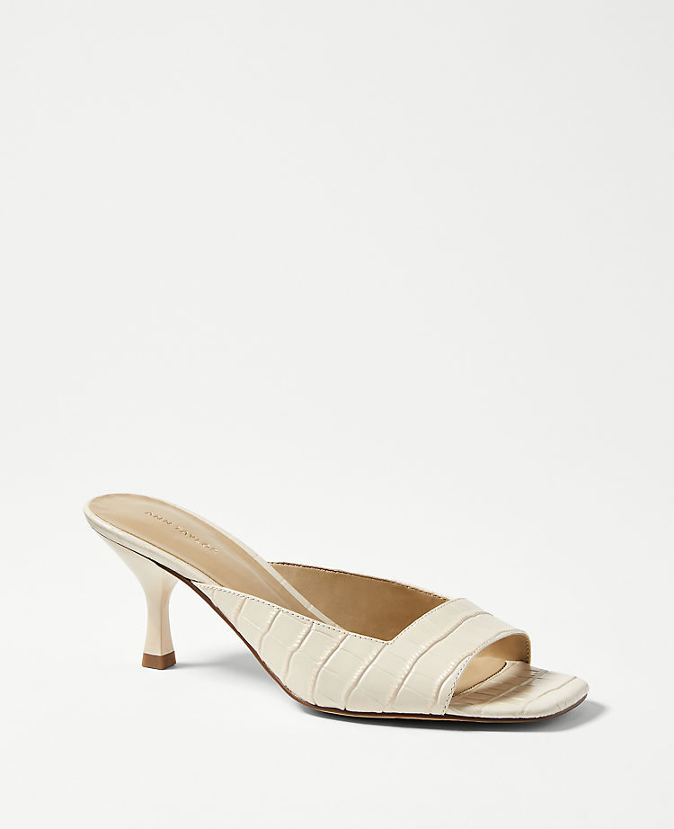 Embossed Leather Square Toe Sandals