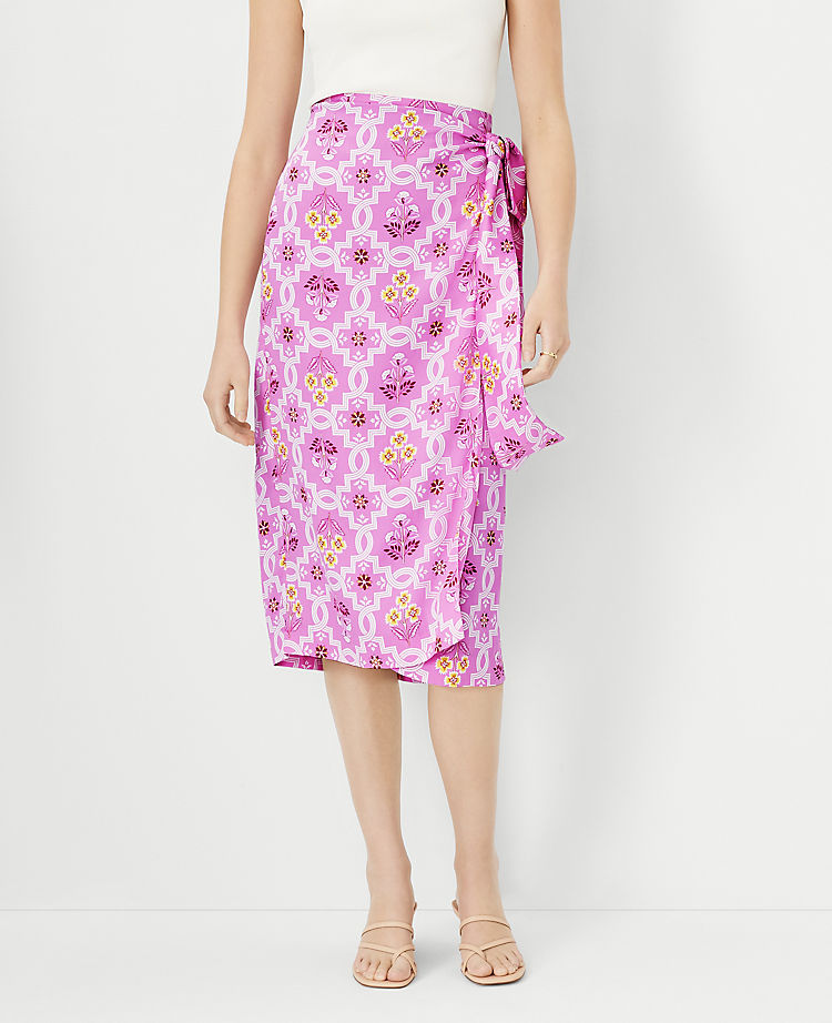 Ann Taylor Outlet |  Tile Print Sarong Pencil Skirt