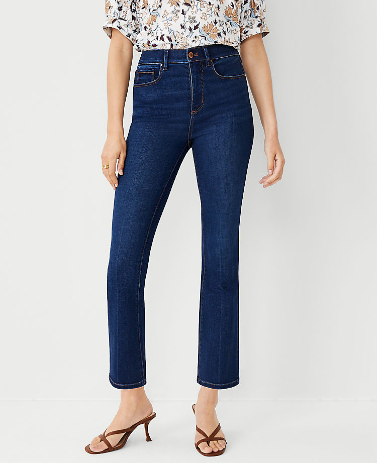 Ann Taylor Outlet |  Sculpting Pocket High Rise Boot Crop Jeans in Refined Dark Indigo Wash