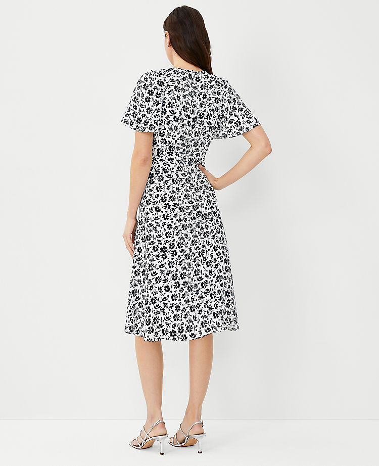 Floral Flutter Sleeve Midi Dress