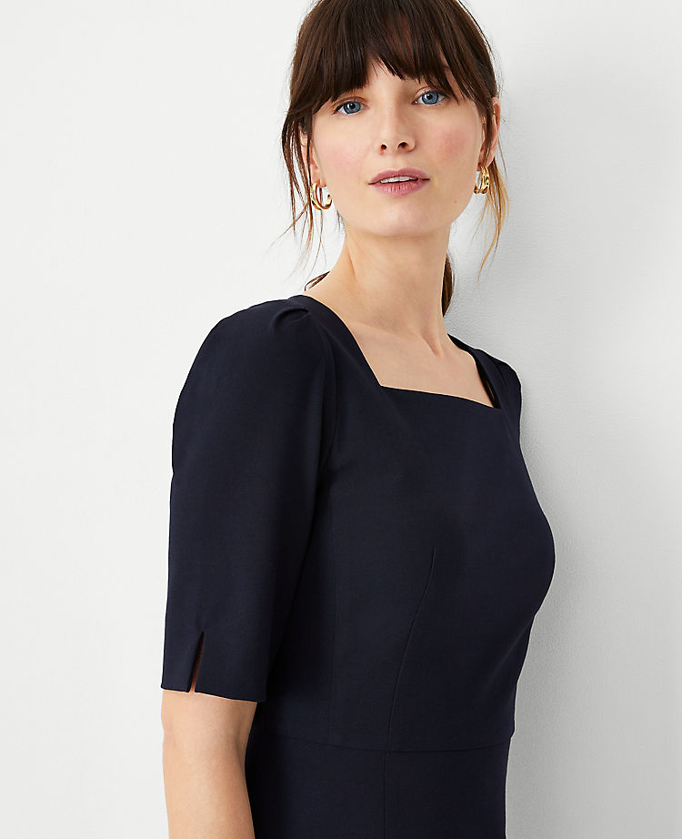 Ann Taylor Outlet |  The Elbow Sleeve Square Neck Dress in Seasonless Stretch