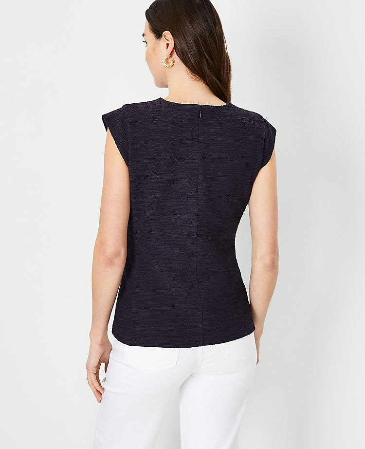 Button Tab Cap Sleeve Top