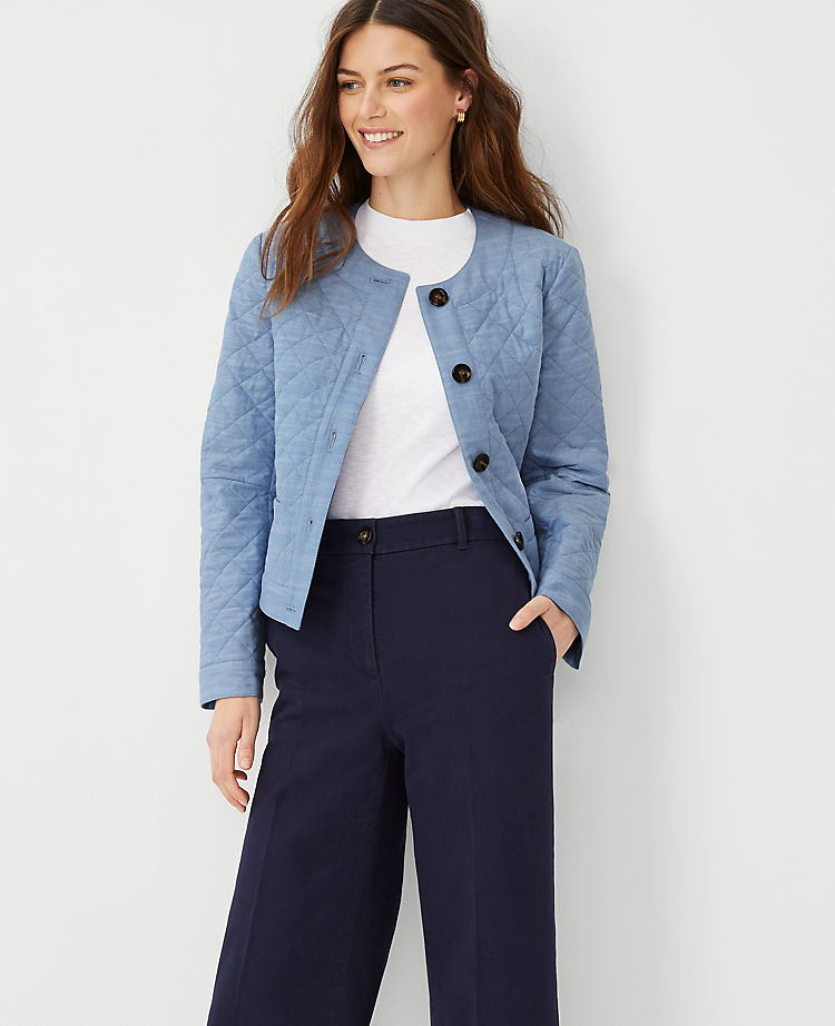 Ann Taylor Framed Quilted Cropped Jacket