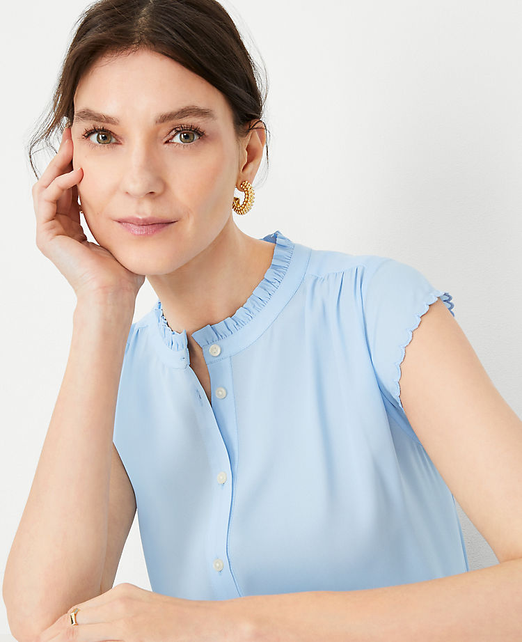 Scalloped Mixed Media Button Top