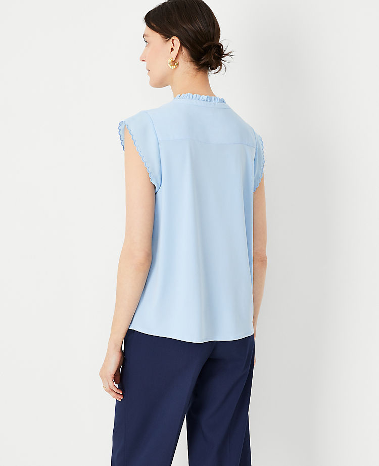 Scalloped Mixed Media Button Top