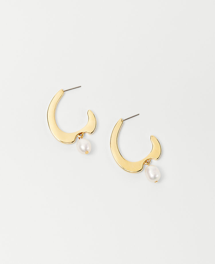 Pearlized Drop Crescent Hoop EarRings