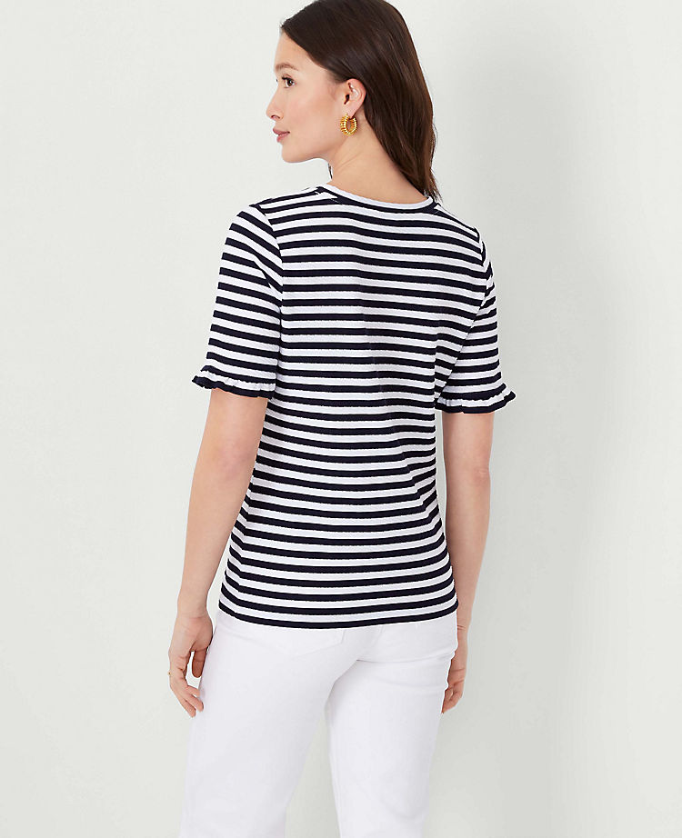 Ann Taylor Outlet |  Striped Ruffle Cuff Tee