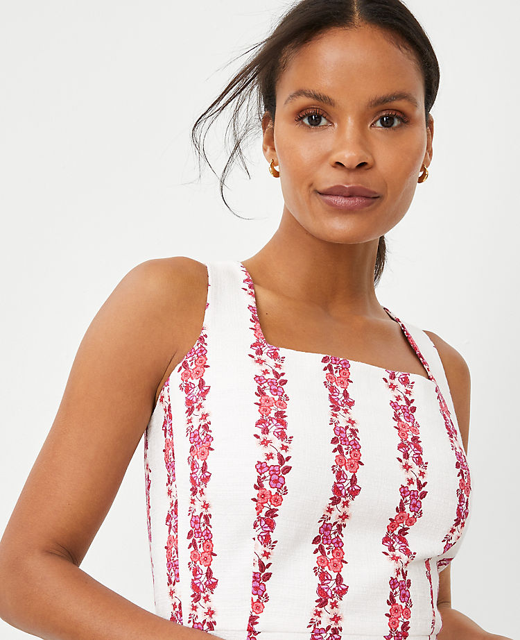 Floral Square Neck Sheath Dress