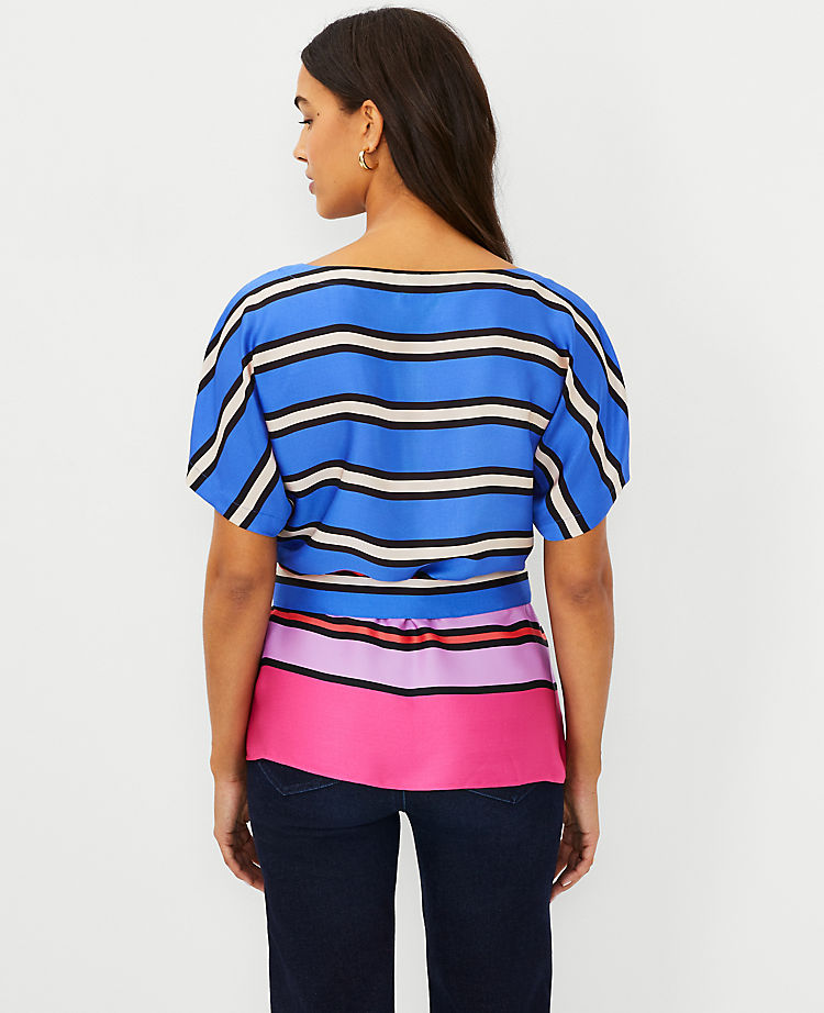 Ann Taylor Outlet |  Stripe Belted Dolman Sleeve Top
