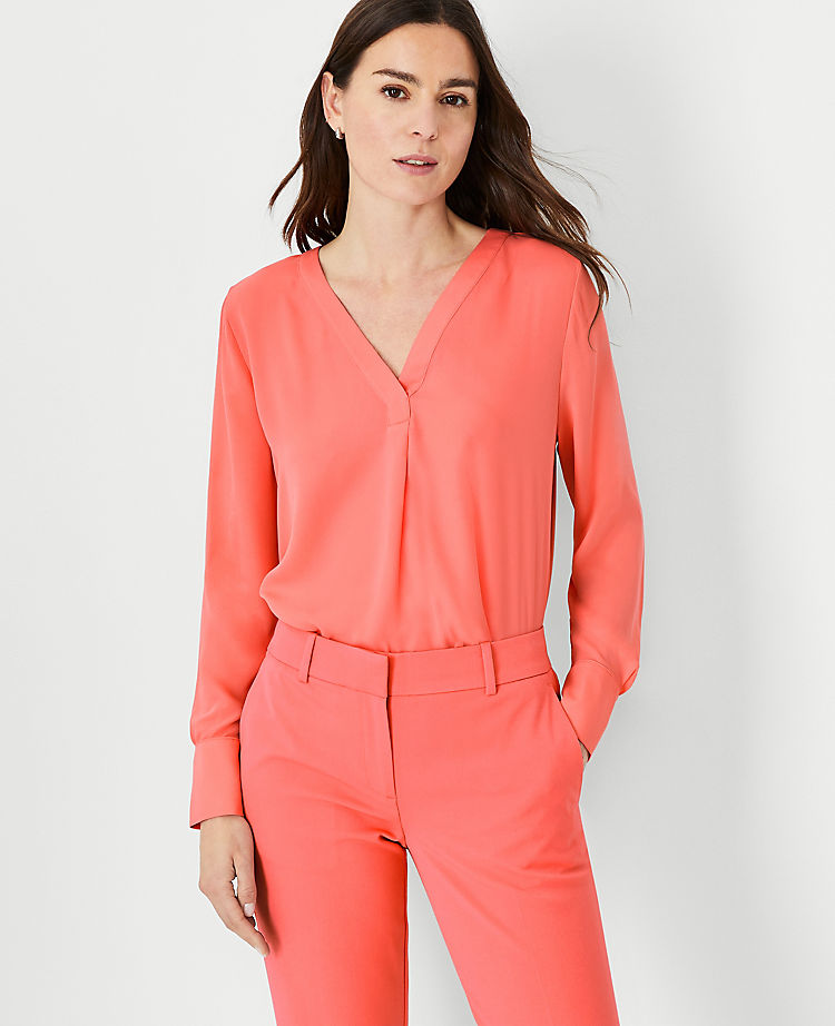 Ann Taylor Outlet |  Mixed Media Pleat Front Top