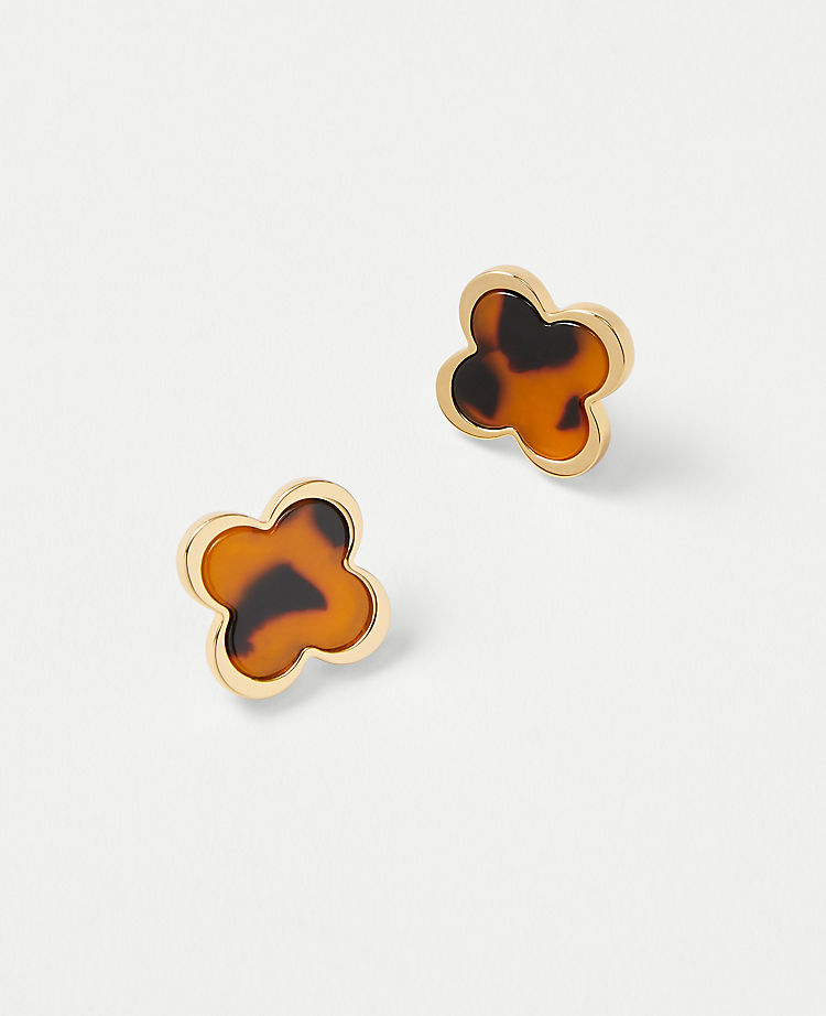 Tortoiseshell Print Clover Stud EarRings