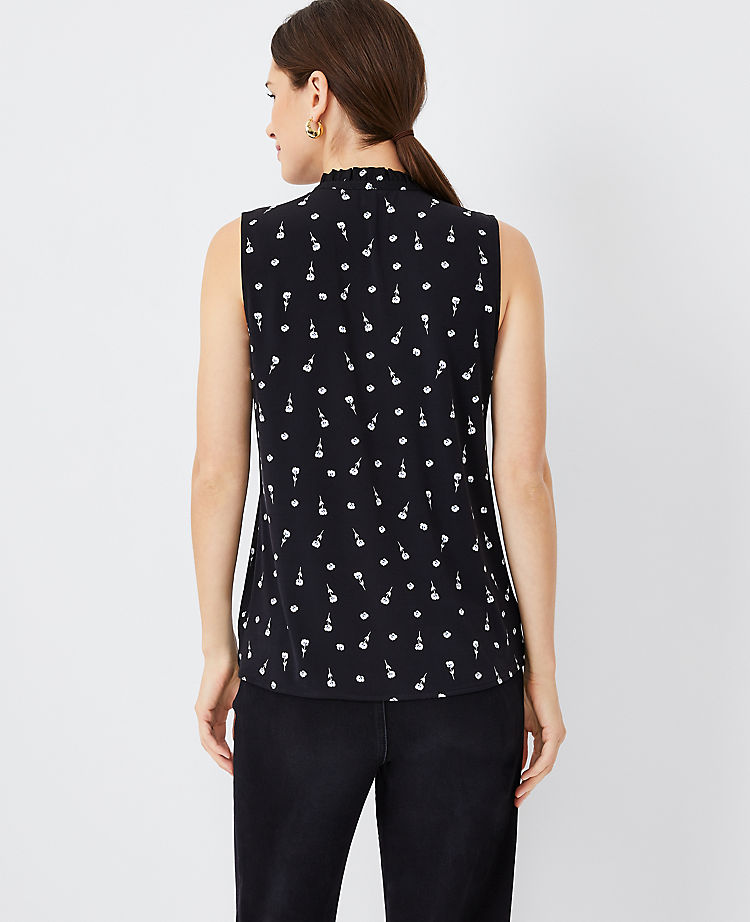 Ann Taylor Outlet |  Floral Pintucked Mixed Media Shell