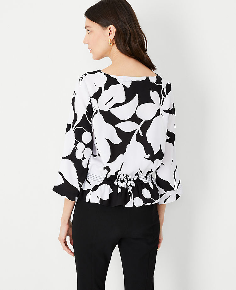 Floral Shadow Smocked Waist Top